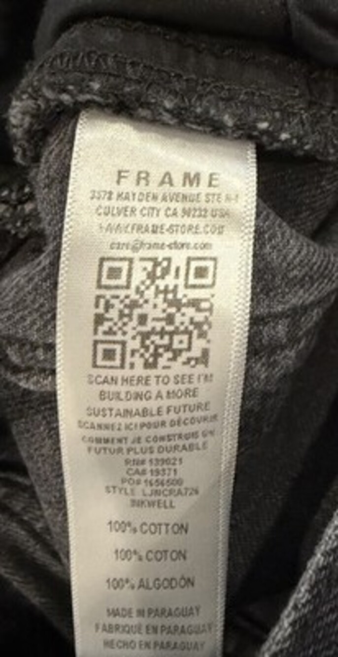 FRAME le Original Wide Leg Raw Hem Jeans In Inkwell Size 26 Le Jane Crop Black - Picture 4 of 4